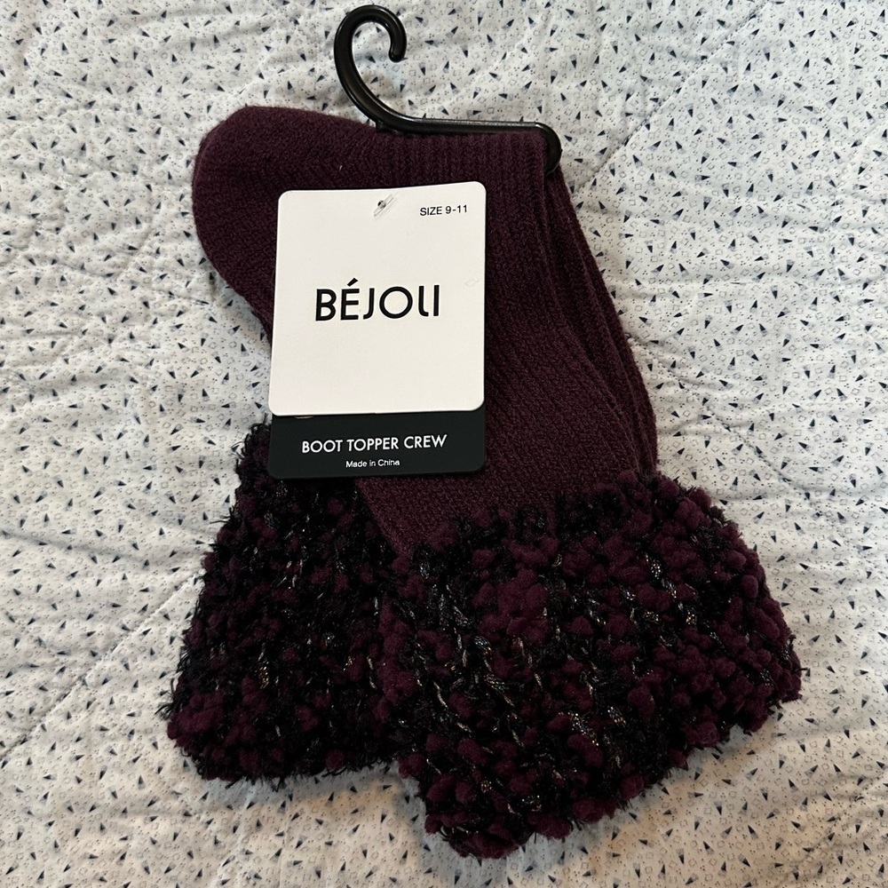 Bejoli Speckle Cuff Crew Boot Topper - Wine